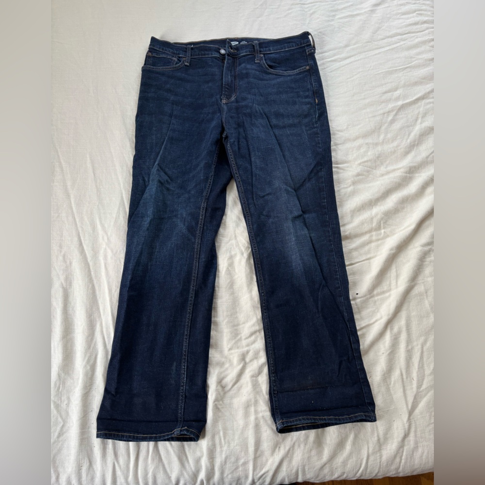 Old Navy Men's Deep Indigo Stretch Straight Jeans 36x32
